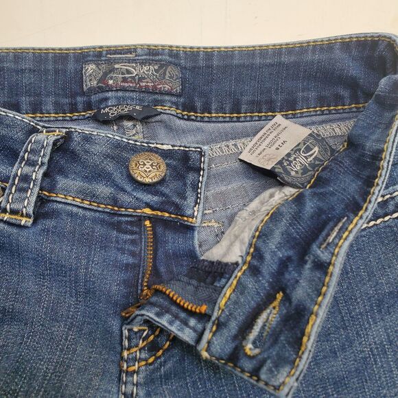 Silver Jeans Womens 28 Mckenzie Crop Mid Rise Dark Wash Thick Stitch Flap Pocket - Picture 5 of 16